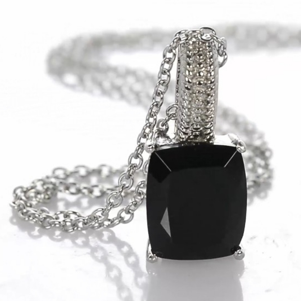 5.75 Black Tourmaline Pendant Necklace